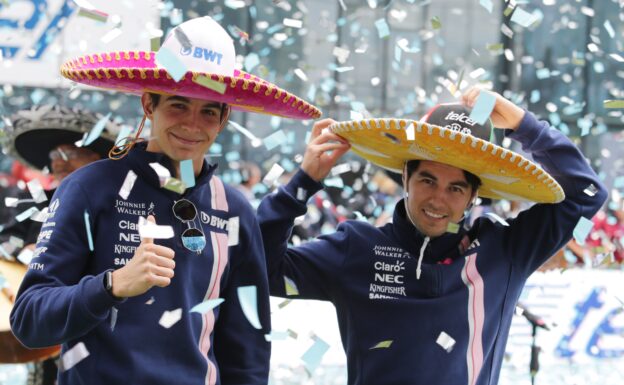 (L to R): Esteban Ocon (FRA) Sahara Force India F1 Team and Sergio Perez (MEX) Sahara Force India F1 at an America Movil Charity Football Match. Mexican Grand Prix, Wednesday 25th October 2017. Mexico City, Mexico.