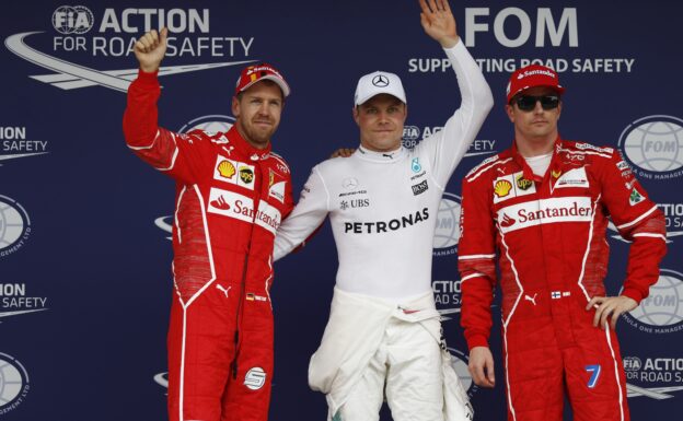 Top 3 2017 Brazilian GP qualifiers: 1. Bottas, 2. Vettel, 3. Raikkonen