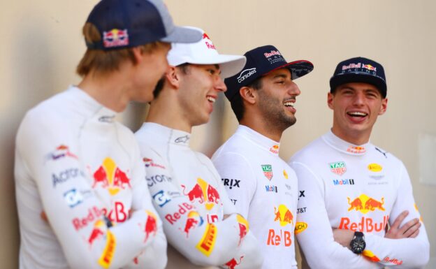 Brendon Hartley, Pierre Gasly, Daniel Ricciardo & Max Verstappen Abu Dhabi GP F1/2017