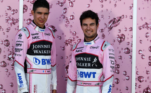 (L to R): Esteban Ocon (FRA) Sahara Force India F1 Team with Sergio Perez (MEX) Sahara Force India F1. Austrian Grand Prix, Thursday 6th July 2017. Spielberg, Austria.