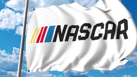 waving flag with nascar logo.