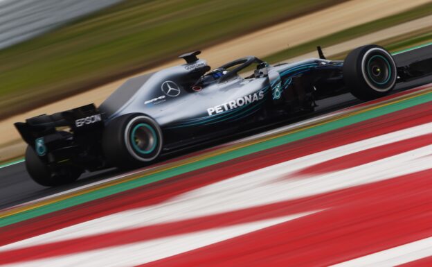 Valtteri Bottas Mercedes W09 testing day 1 Circuit de Catalunya, Barcelona, Spain. Monday 26 February 2018.