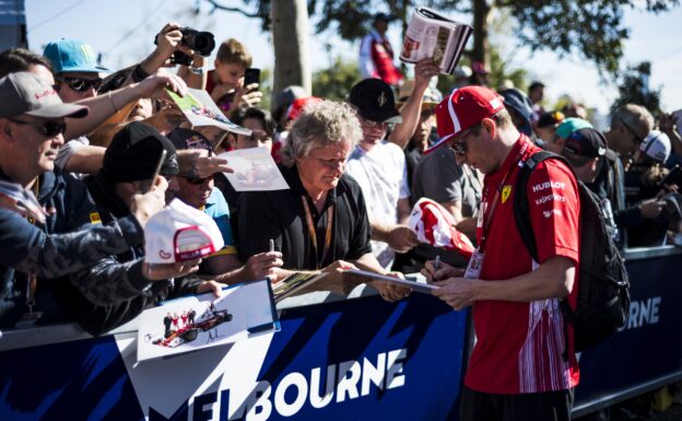 Kimi Raikkonen Ferrari with fans Australian GP F1/2018