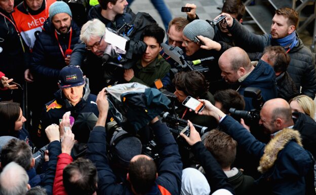 Max Verstappen with press Catalunya Barcelona 2018