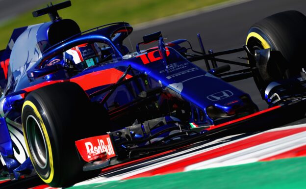 Pierre Gasly of France and Scuderia Toro Rosso driving the (10) Scuderia Toro Rosso STR13 Honda on track during day one of F1 Winter Testing at Circuit de Catalunya on March 6, 2018 in Montmelo, Spain1