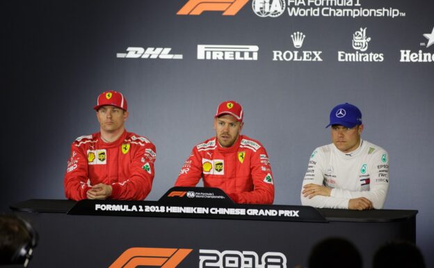 Top 3 qualifiers China 2018: 1. Vettel, 2. Raikkonen, 3 Bottas