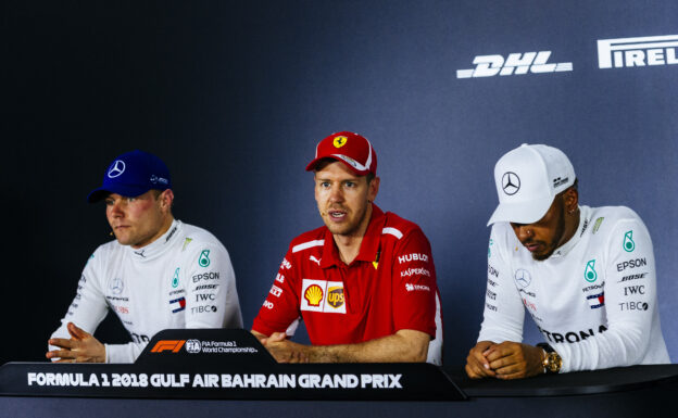 Valtteri Bottas, Sebastian Vettel & Lewis Hamilton Bahrain GP F1/2018