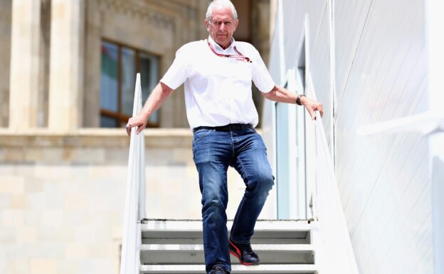 Red Bull Racing Team Consultant Dr Helmut Marko walks in the Paddock before practice for the Azerbaijan Formula One Grand Prix 2018