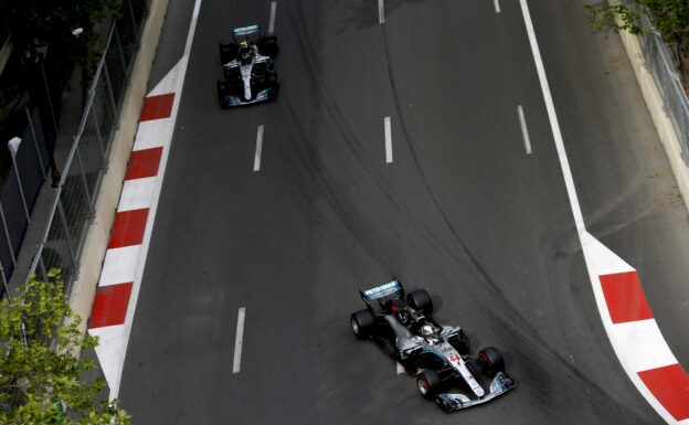 Formula One - Mercedes-AMG Petronas Motorsport, Azerbaijan GP 2018. Lewis Hamilton Valtteri Bottas