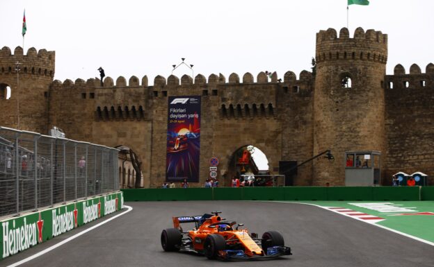 Baku City Circuit, Baku, Azerbaijan 2018. Fernando Alonso, McLaren MCL33 Renault.