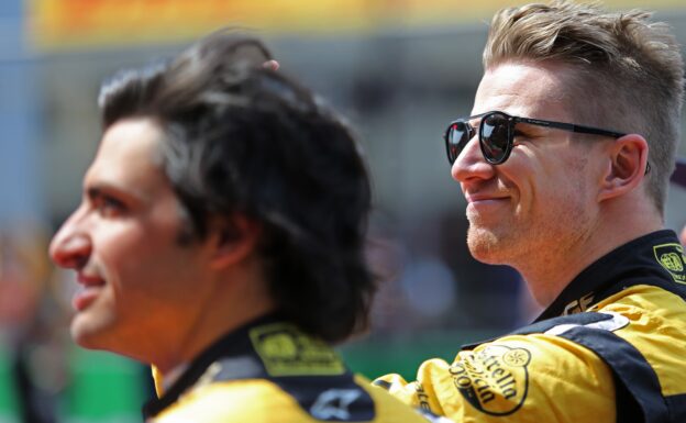 Nico Hulkenberg and Carlos Sainz Jr Renault Sport F1 Team on the grid. Chinese Grand Prix 2018.