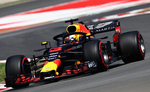 Daniel Ricciardo of Red Bull Racing RB14 on track at Spanish GP F1/2018.