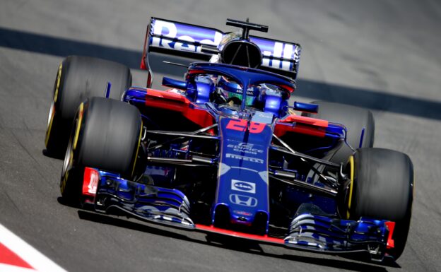 Brendon Hartley driving the (28) Scuderia Toro Rosso STR13 Honda on track during practice for the Spanish GP F1/2018.