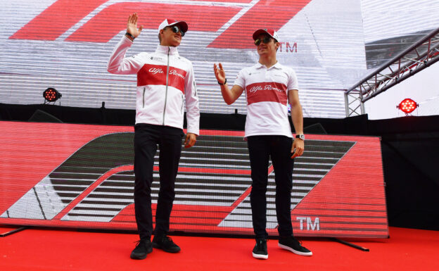 Marcus Ericsson Sauber F1 Team and Charles Leclerc F1 Team on stage at Formula One World Championship Spanish Grand Prix 2018