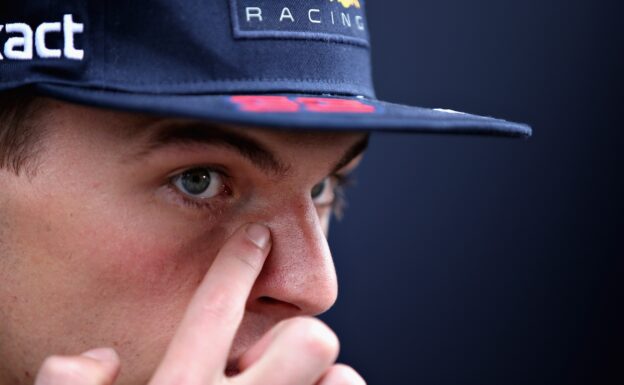 Max Verstappen of Netherlands and Red Bull Racing talks to the media in the Paddock during previews ahead of the Formula One Grand Prix of Austria at Red Bull Ring on June 28, 2018 in Spielberg, Austria.