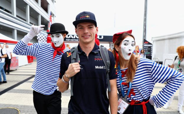 Max Verstappen of Red Bull Racing is greeted as he walks in the Paddock on his 21st birthday before the Formula One Grand Prix of Russia at Sochi Autodrom on September 30, 2018 in Sochi, Russia.