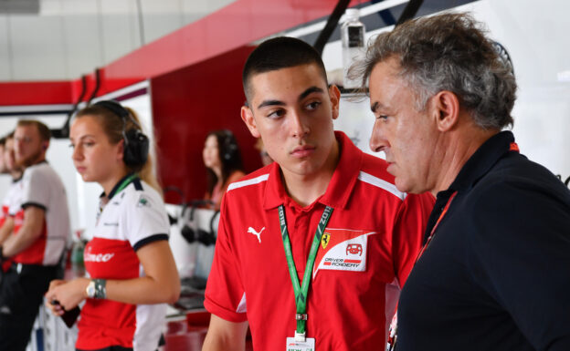 Giuliano Alesi, Trident GP3 driver and Jean Alesi, in the Alfa Romeo Sauber F1 Team garage at Formula One World Championship, Rd17, Japanese Grand Prix, Qualifying, Suzuka, Japan, Saturday 6 October 2018.