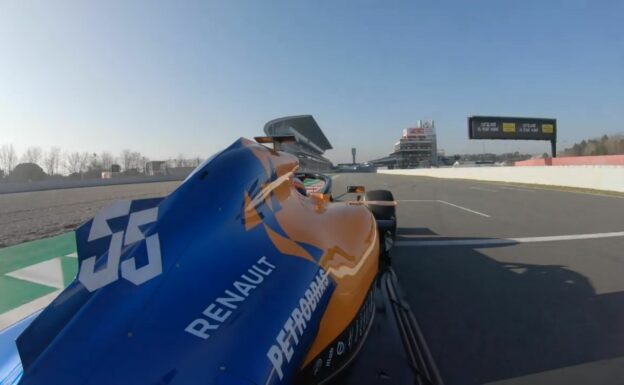 Carlos Sainz onboard MCL34 at Catalunya circuit