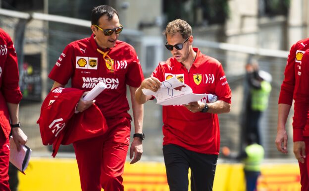 Sebastian Vettel doing track inspection at Baku (2019)