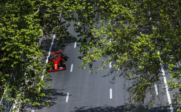 Charles Leclerc driving the Ferrari SF90 at Baku (2019)