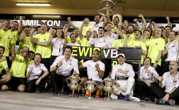 Mercedes F1 Team celebrates their second 1-2 finsih of the 2019 F1 Seaseon with Lewis Hamilton, Valtteri Bottas