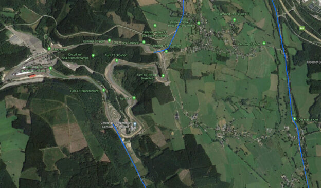 The old and new Spa-Francorchamps circuit layout