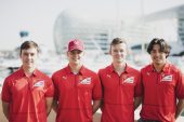 (L-R) Robert Shwartzman, Mick Schumacher, Callum Ilott and Giuliano Alesi