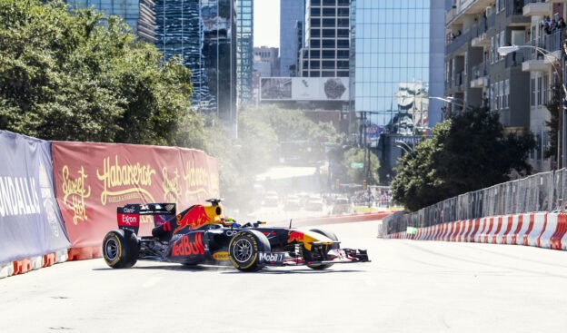 Red Bull F1 car demo with Perez in the streets of Dallas