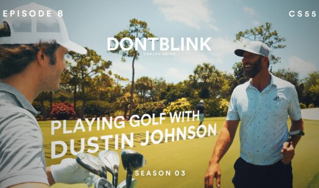 Sainz playing golf with Dustin Johnson in Miami